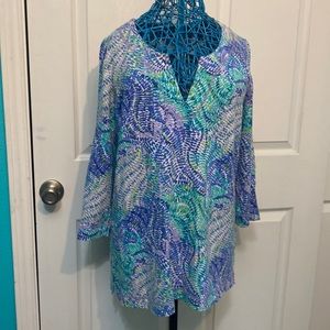 Lilly Pulitzer Blue and Green Tunic Top